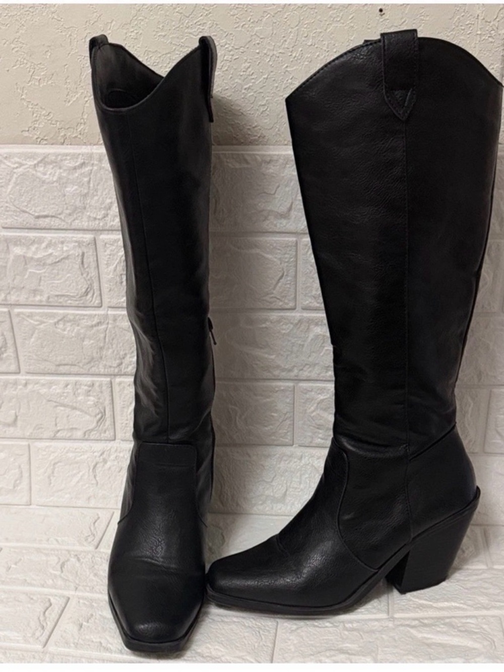 So Black Over-the-Knee Western Block Heel Boots - Women